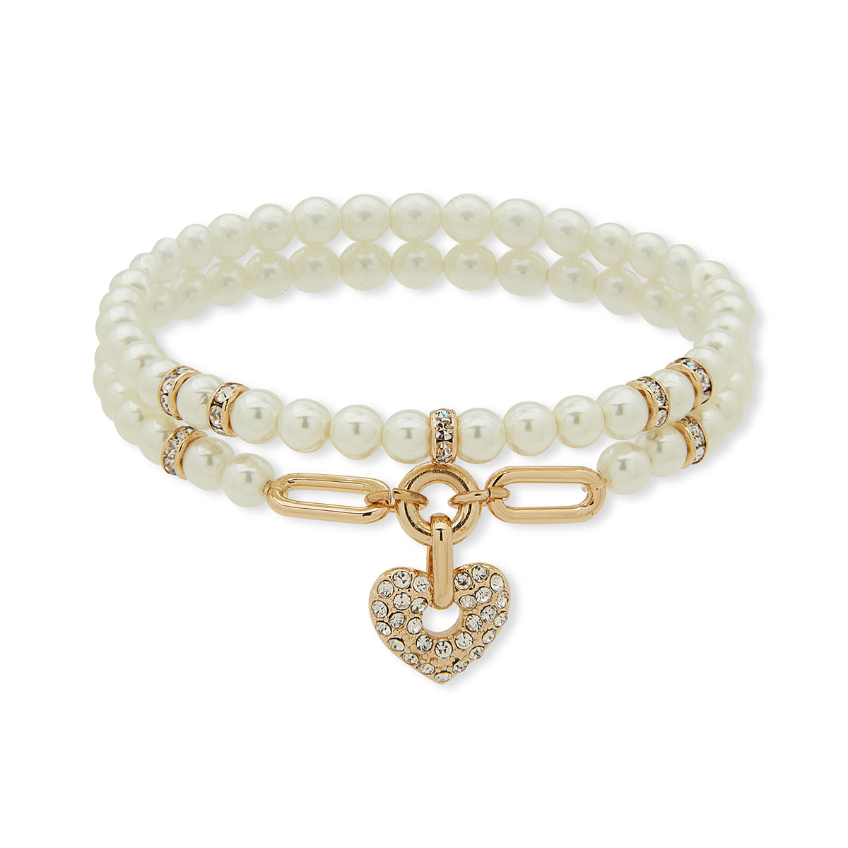 PULSERA ANNE KLEIN HOLIDAY HEARTS BITONO