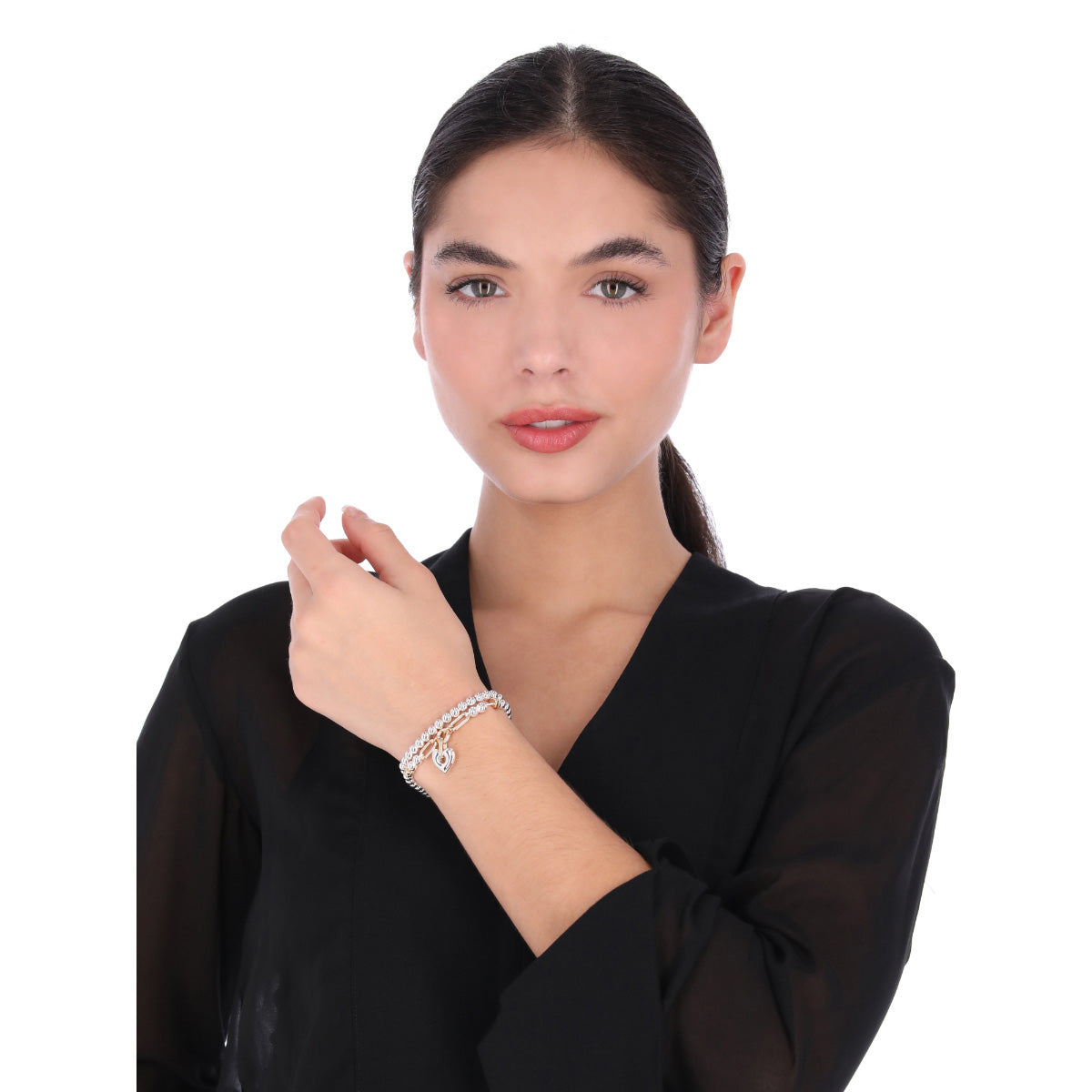 PULSERA ANNE KLEIN HOLIDAY HEARTS BITONO