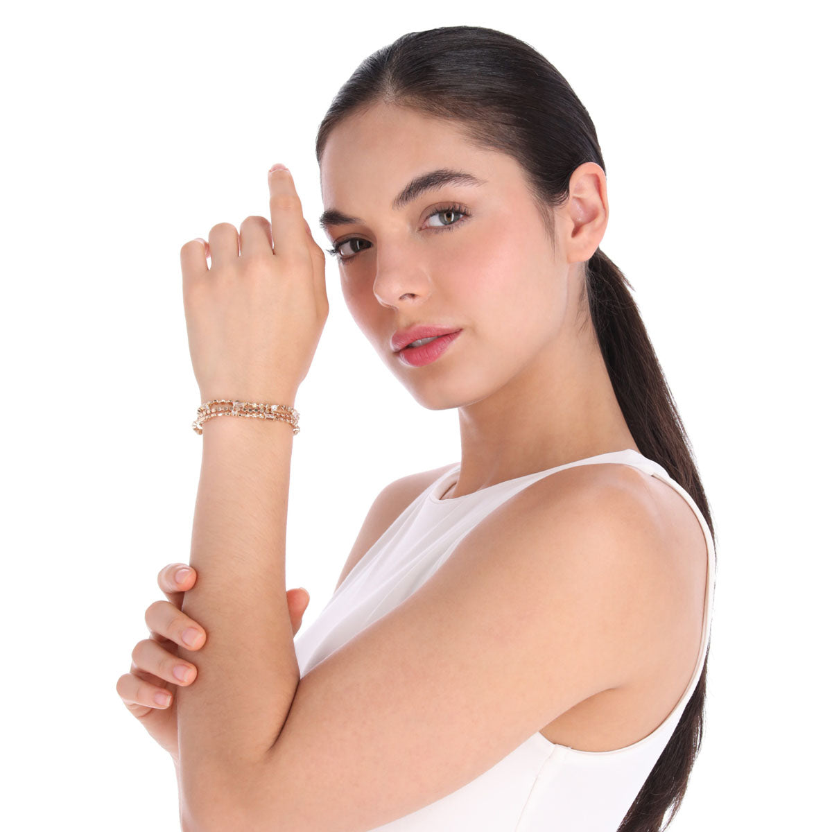 PULSERA ANNE KLEIN COLOR DORADO FORMA ASIMETRICO 01B01142