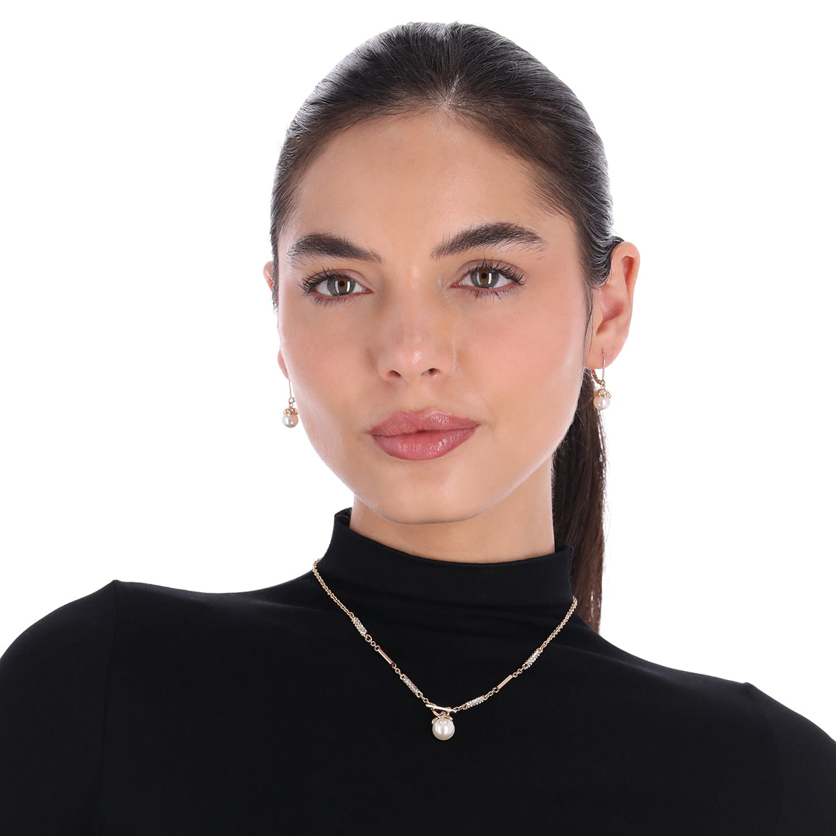 BOX SET COLLAR ANNE KLEIN COLOR DORADO FORMA PERLA 01B01202