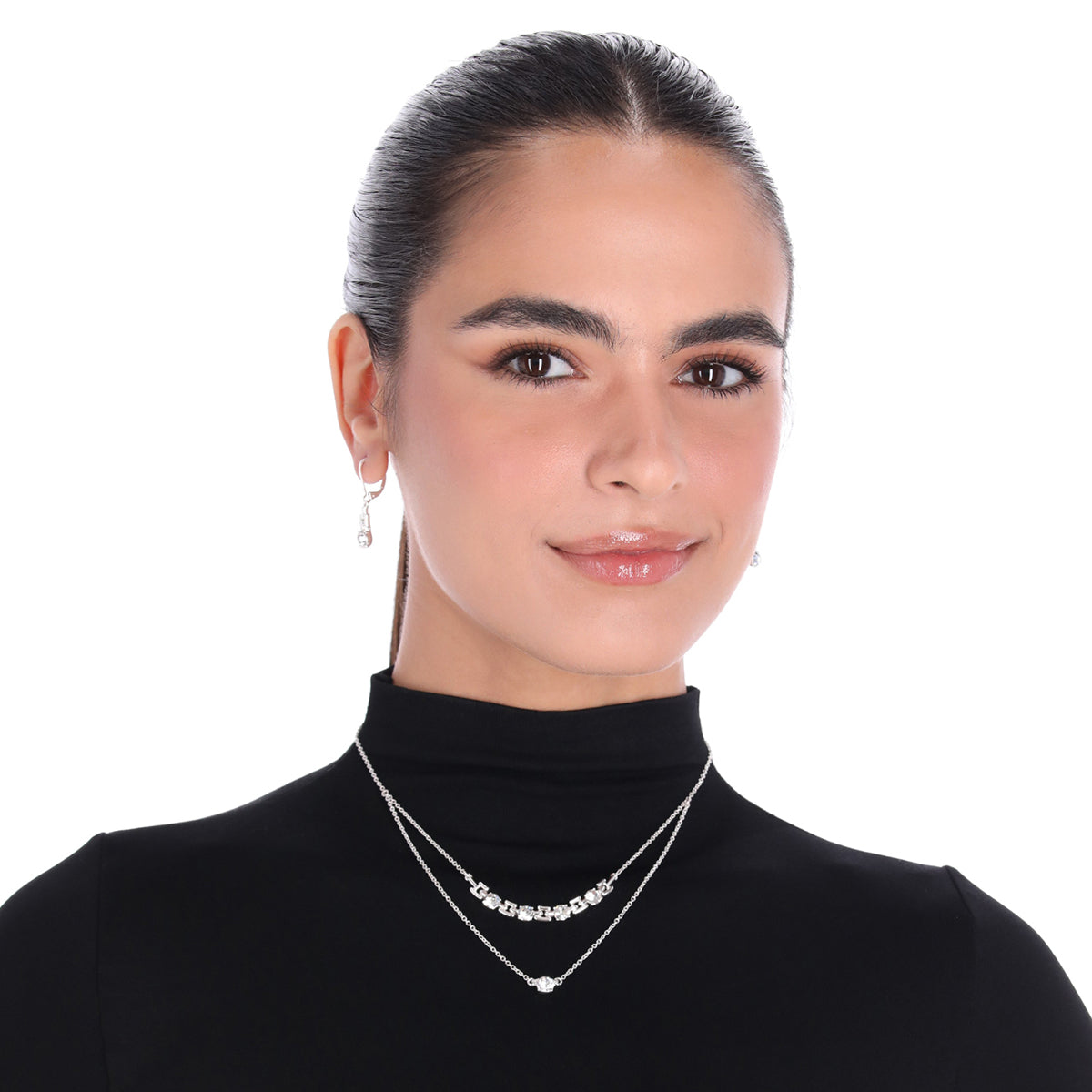 BOX SET COLLAR ANNE KLEIN COLOR PLATEADO FORMA CIRCULAR 01B01208