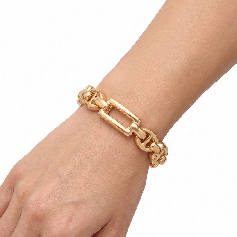 Pulsera Color Dorado Anne Klein Forma Asimetrico Tipo Rigida , Cierre Tipo Rigida, Familia Sarasota, Contenido 1 Pulsera