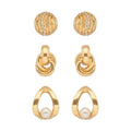 Aretes Color Dorado Anne Klein Forma Asimetrico Tipo Multipack , Cierre Tipo Poste, Familia Cocoa Beach, Contenido 3 Pares De Aretes