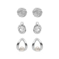 Aretes Color Plateado Anne Klein Forma Asimetrico Tipo Multipack , Cierre Tipo Poste, Familia Cocoa Beach, Contenido 3 Pares De Aretes