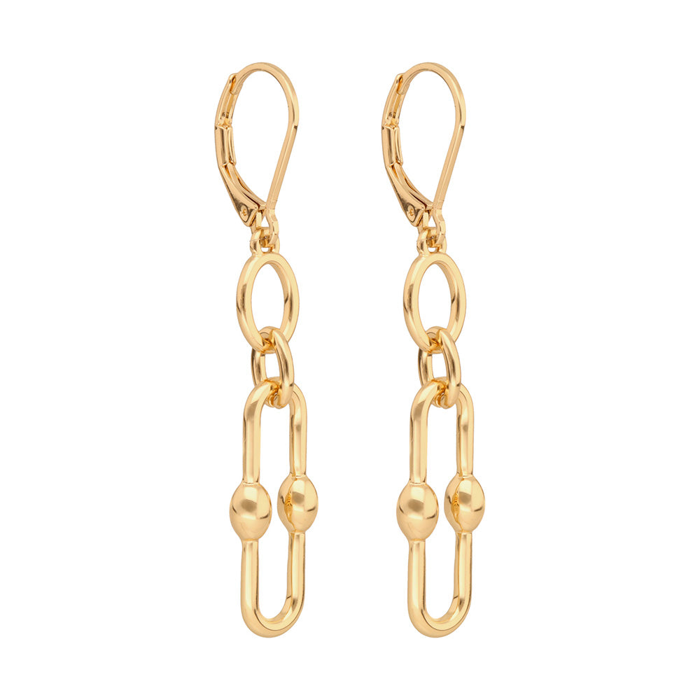 Aretes Color Dorado  Anne Klein Forma Asimetrico Tipo Colgante Corto , Cierre Tipo Gancho Frances, Familia Sarasota, Contenido 1 Par De Aretes