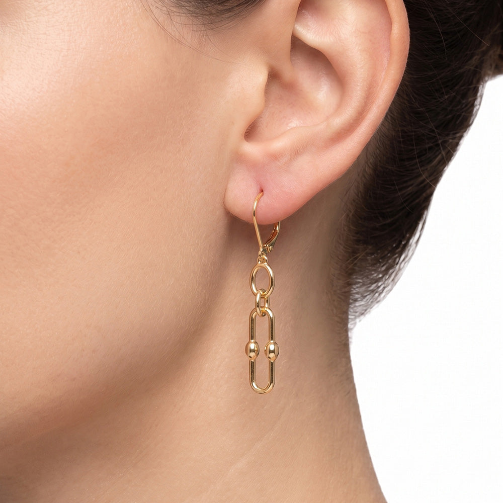 Aretes Color Dorado  Anne Klein Forma Asimetrico Tipo Colgante Corto , Cierre Tipo Gancho Frances, Familia Sarasota, Contenido 1 Par De Aretes