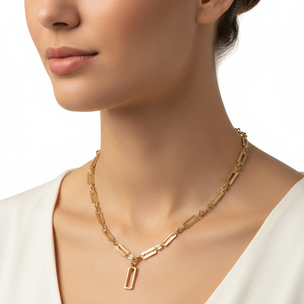 Collar Color Dorado Anne Klein Forma Rectangular Tipo Sencillo , Cierre Tipo Gancho Frances, Familia Sarasota, Contenido 1 Collar