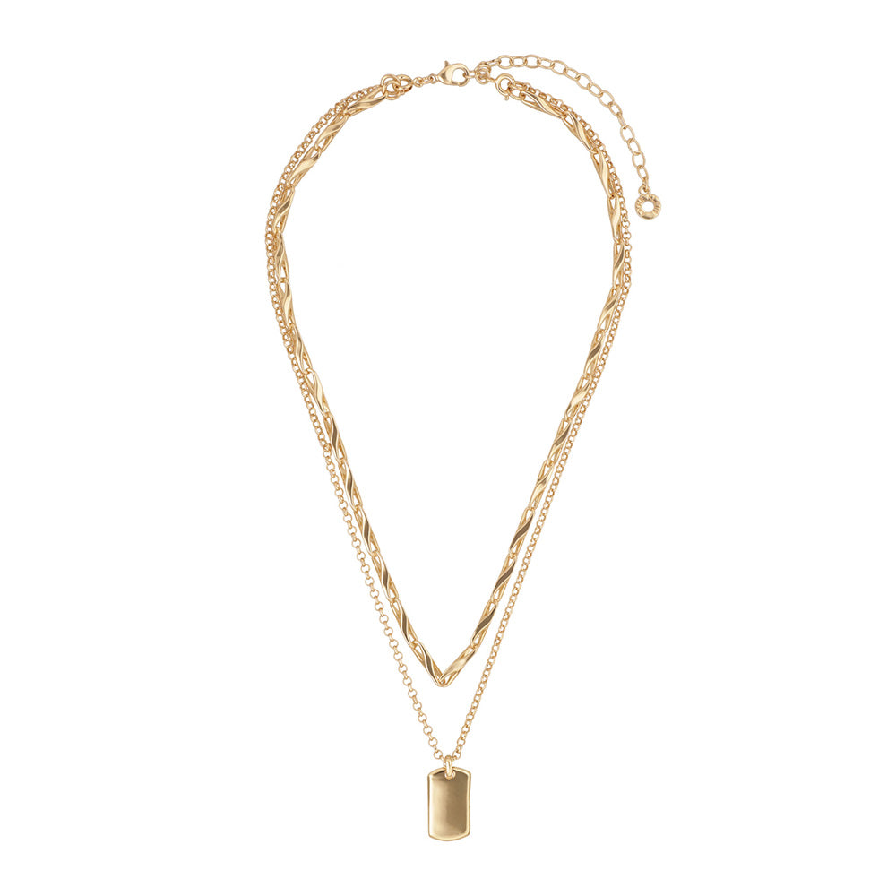 Collar Color Dorado Anne Klein Forma Rectangular Tipo Niveles  , Cierre Tipo Gancho Frances, Familia Sarasota, Contenido 1 Collar