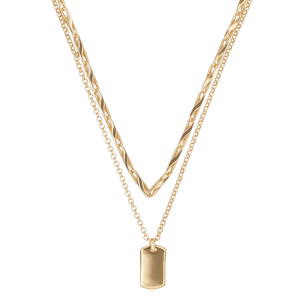 Collar Color Dorado Anne Klein Forma Rectangular Tipo Niveles  , Cierre Tipo Gancho Frances, Familia Sarasota, Contenido 1 Collar