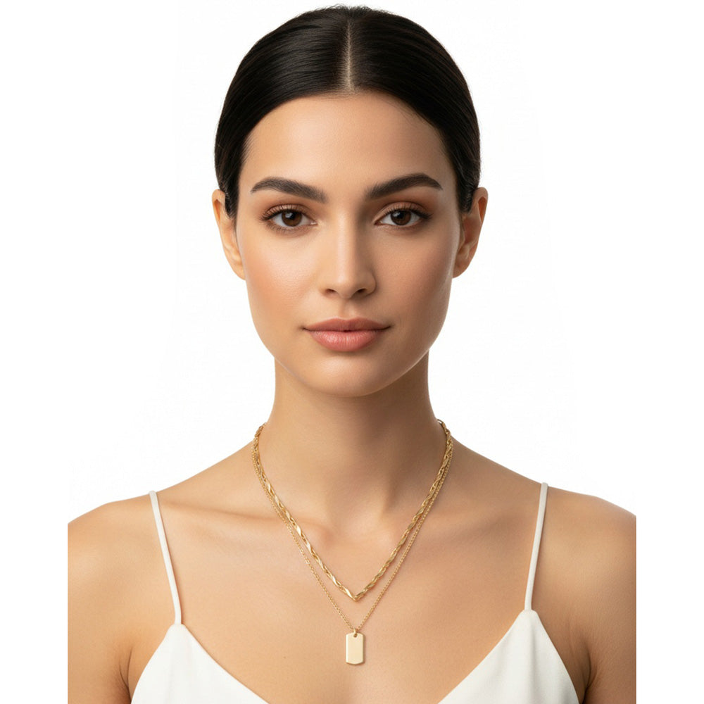Collar Color Dorado Anne Klein Forma Rectangular Tipo Niveles  , Cierre Tipo Gancho Frances, Familia Sarasota, Contenido 1 Collar