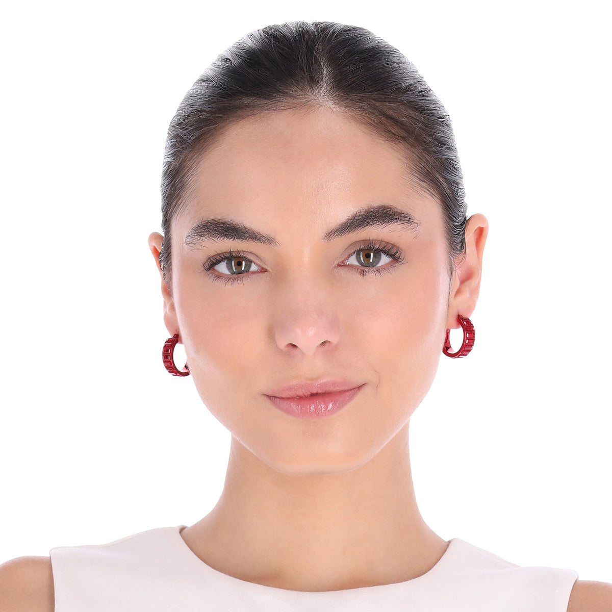 ARETES DKNY RIVET LOGO F25 ROJO