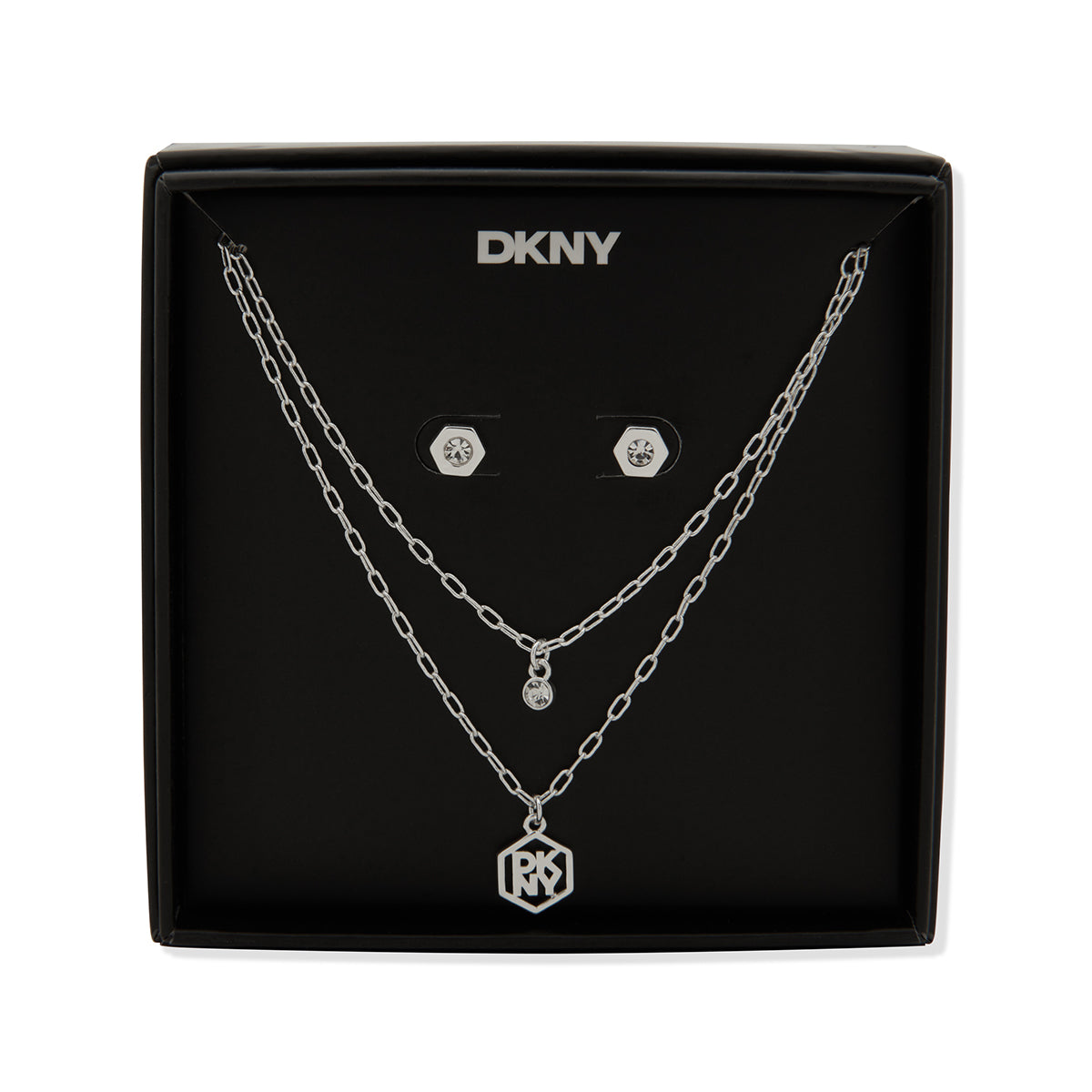 BOXSETCOLLAR DKNY COLOR PLATEADO FORMA ROMBO 04S00106_N
