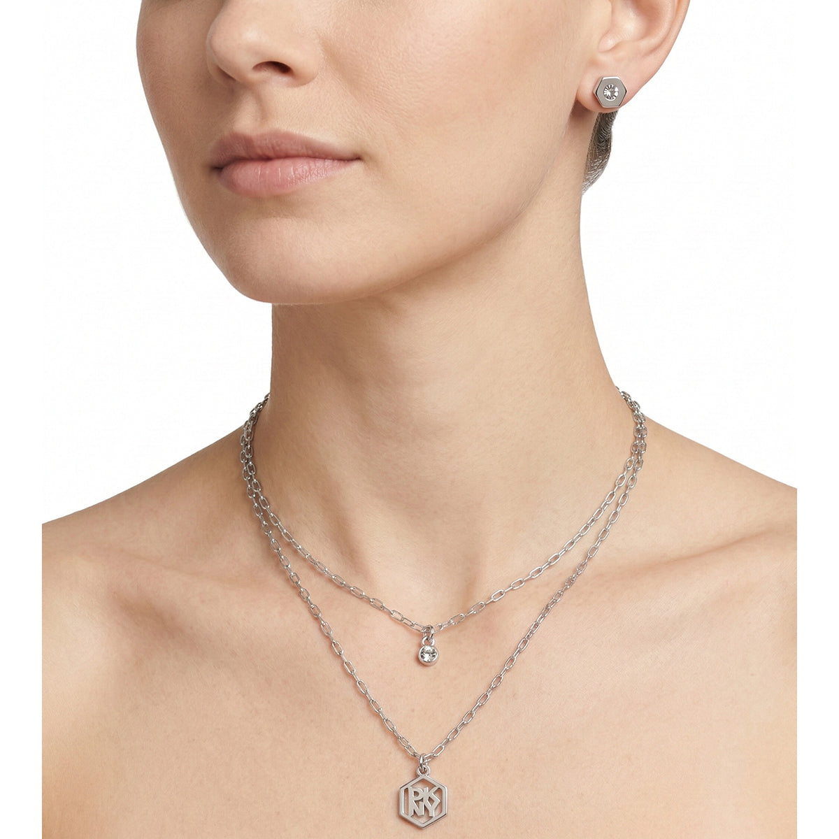 BOXSETCOLLAR DKNY COLOR PLATEADO FORMA ROMBO 04S00106_N