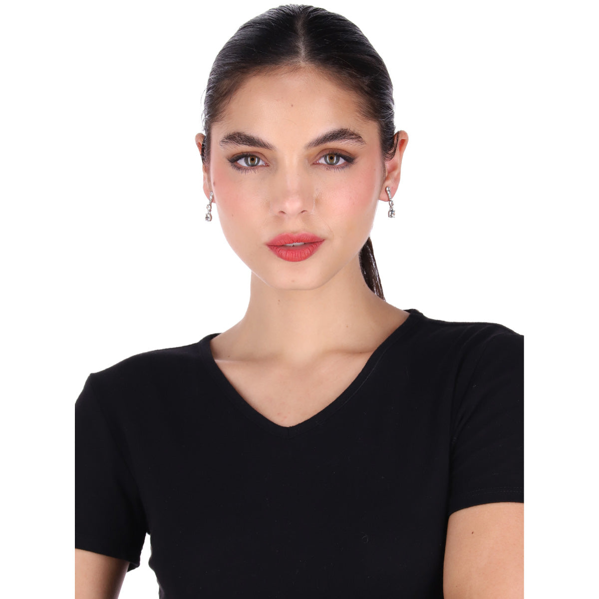 ARETES GIVENCHY CRYSTAL CLEAR PLATA