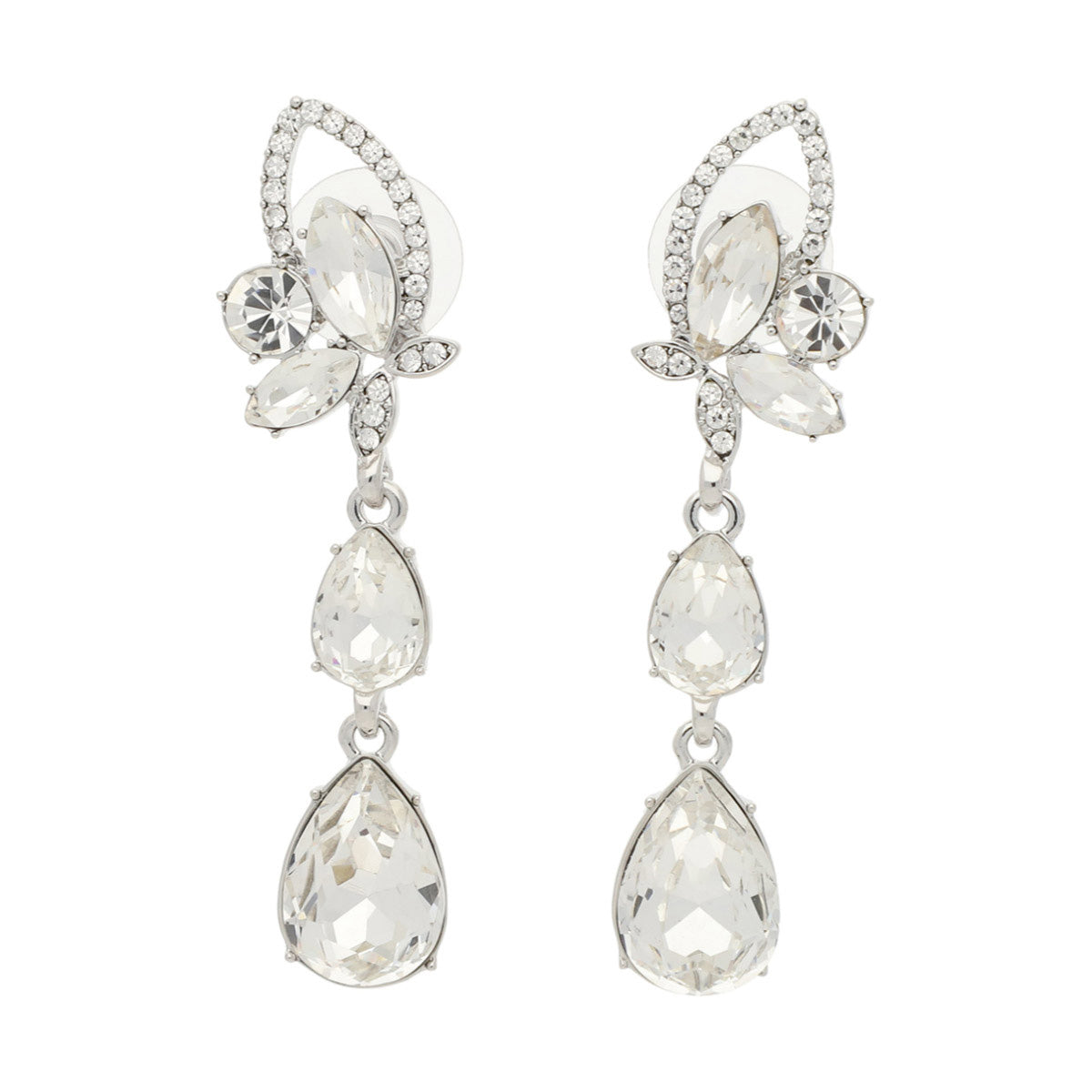 ARETES GIVENCHY CRYSTAL CLEAR PLATA