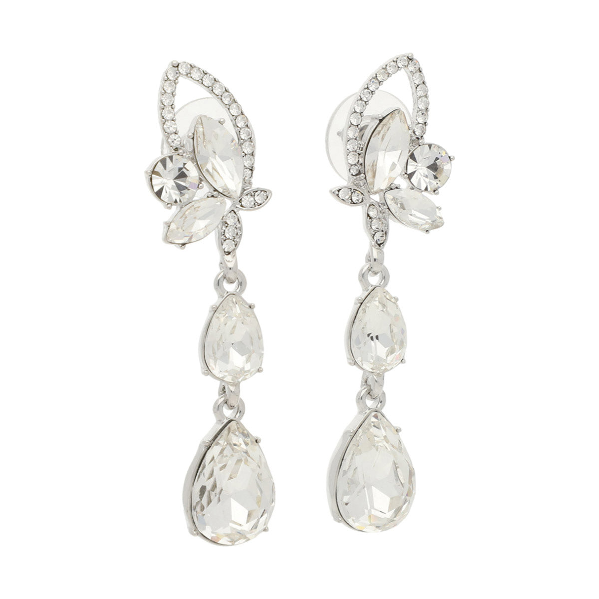 ARETES GIVENCHY CRYSTAL CLEAR PLATA