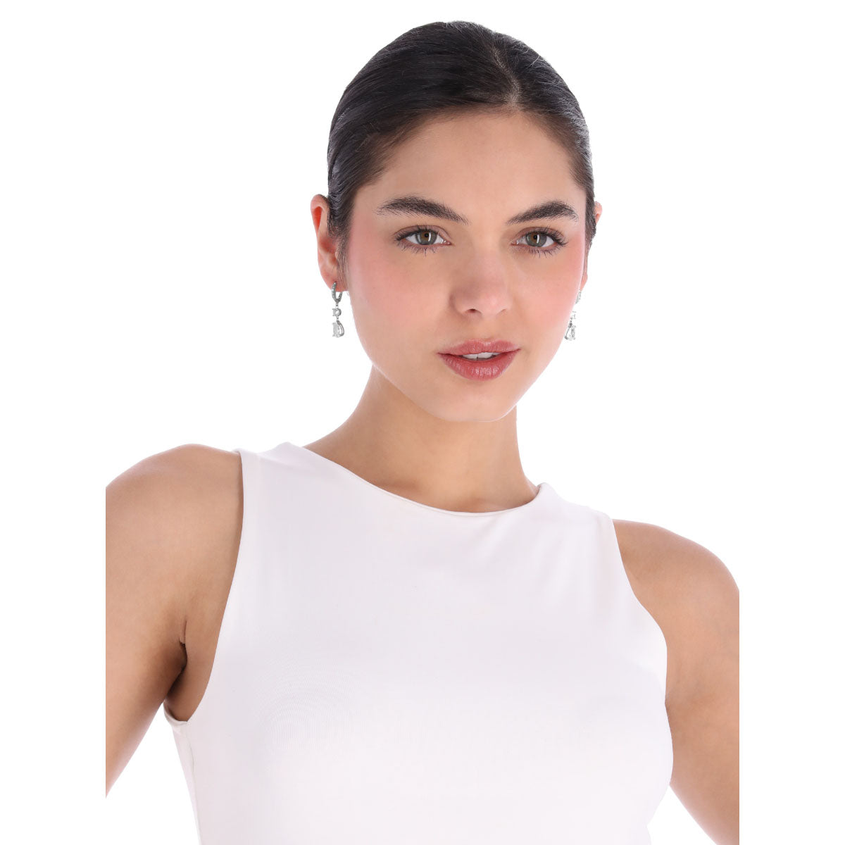 ARETES GIVENCHY CHAMPAGNE SILHOUETTE PLATEADO