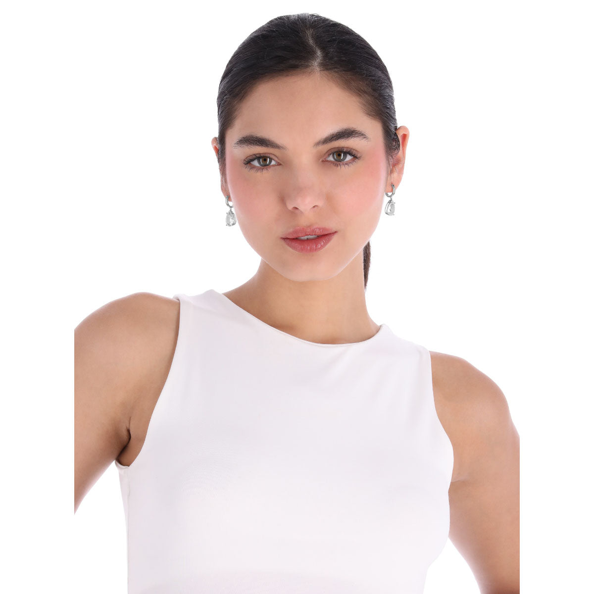 ARETES GIVENCHY CHAMPAGNE SILHOUETTE PLATEADO