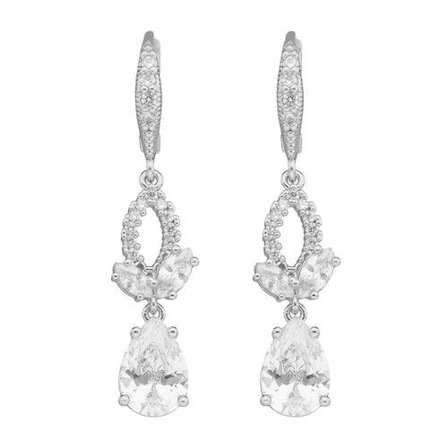 ARETES COLOR PLATEADO, GIVENCHY, FORMA HOJA TIPO COLGANTE LARGO DE CRISTALES COLOR TRANSPARENTE, CIERRE TIPO GANCHO FRANCÃƒâ€°S, FAMILIA CRYSTALIZED GARDEN, CONTENIDO 1 PAR DE ARETES