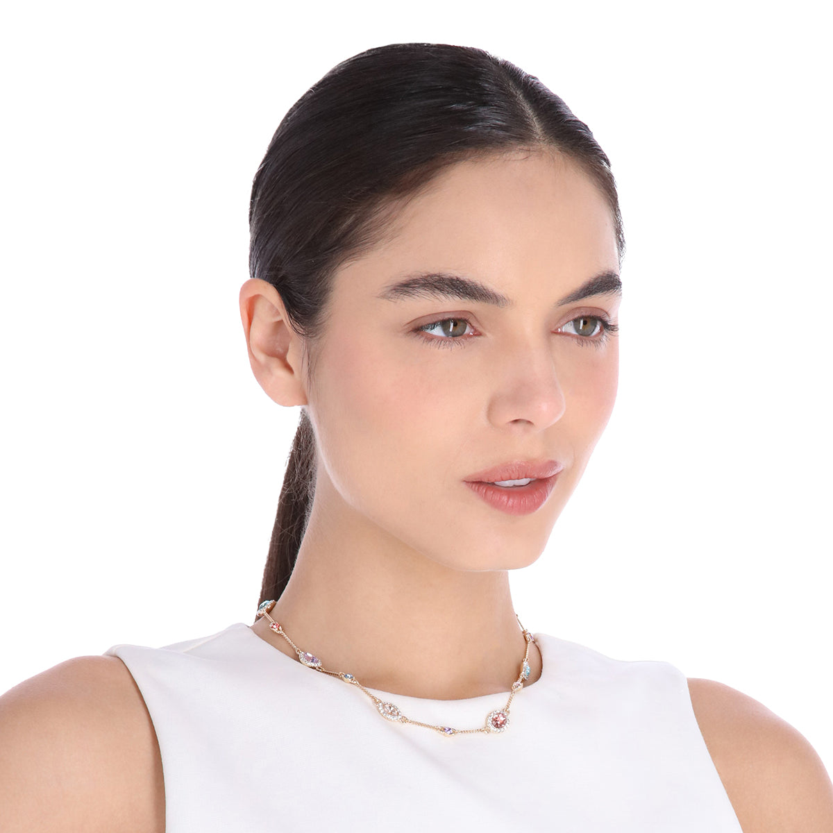 COLLAR COLOR DORADO, GIVENCHY, FORMA CIRCULAR TIPO CORTO DE CRISTALES COLOR MULTICOLOR, CIERRE TIPO PRESIÃ“N, FAMILIA SWEET ESCAPE, CONTENIDO 1 COLLAR