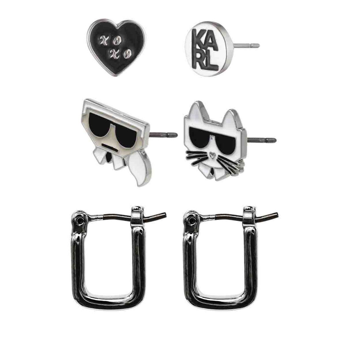 ARETES KARL LAGERFELD BASIC PLATEADO