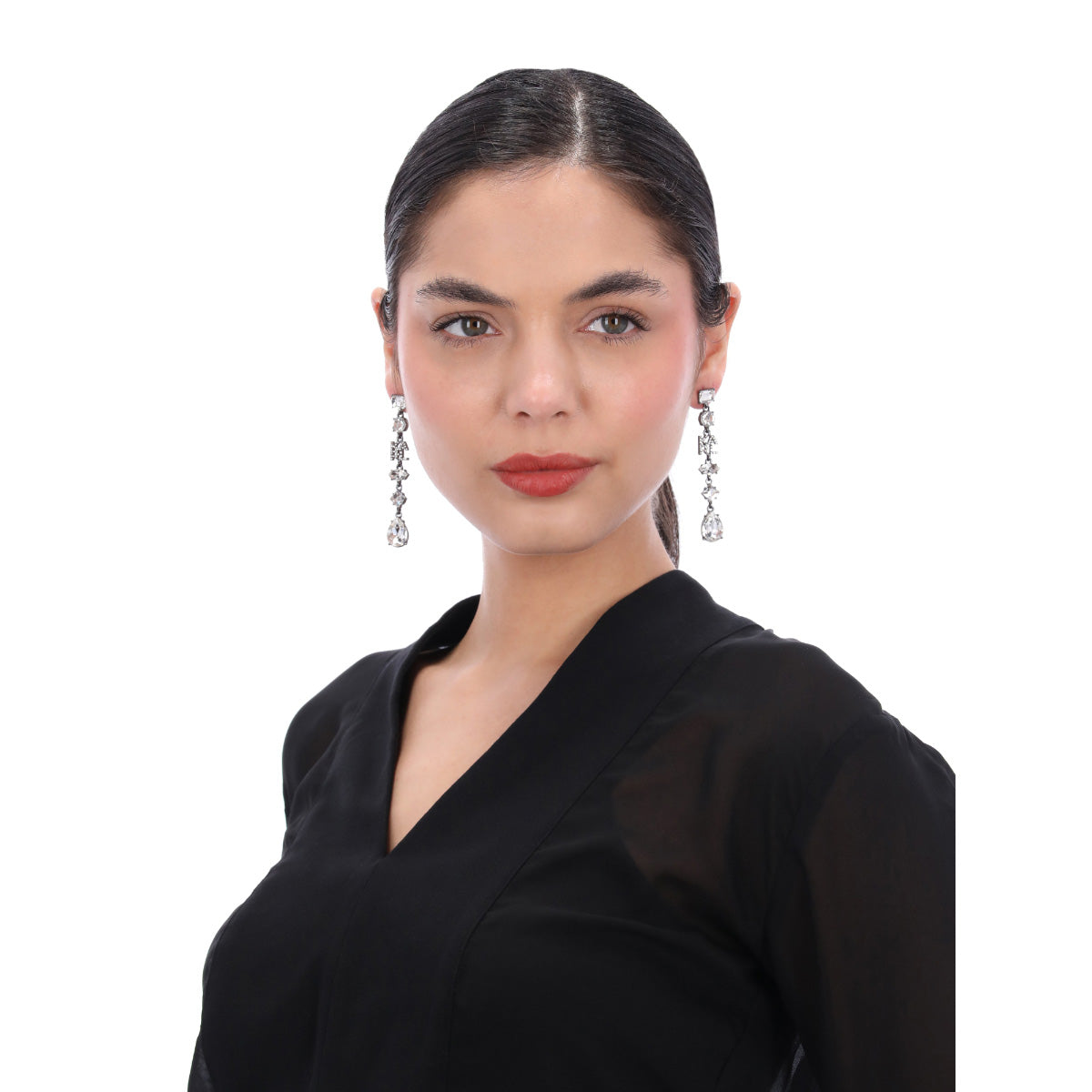 ARETES KARL LAGERFELD CARBONE PLATEADO
