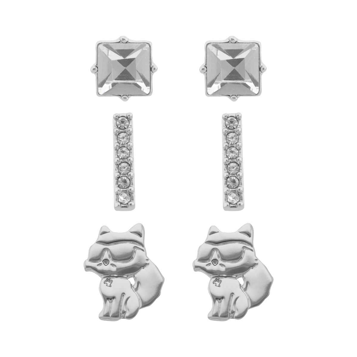 ARETES KARL LAGERFELD CAMILLE PLATEADO