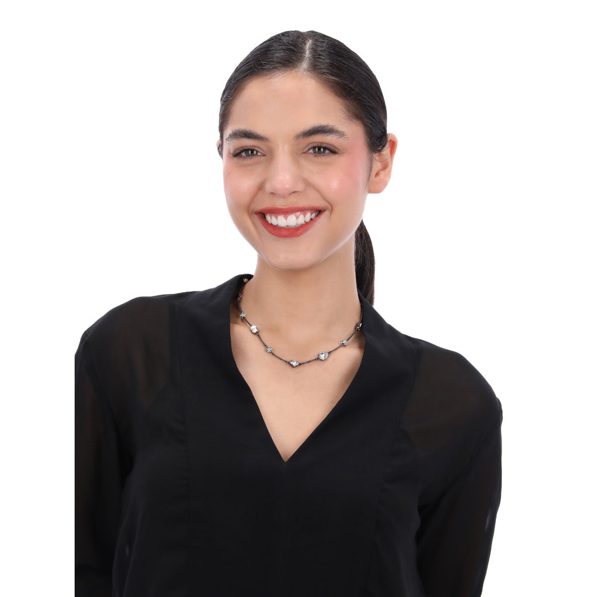 COLLAR KARL LAGERFELD CARBONE PLATEADO