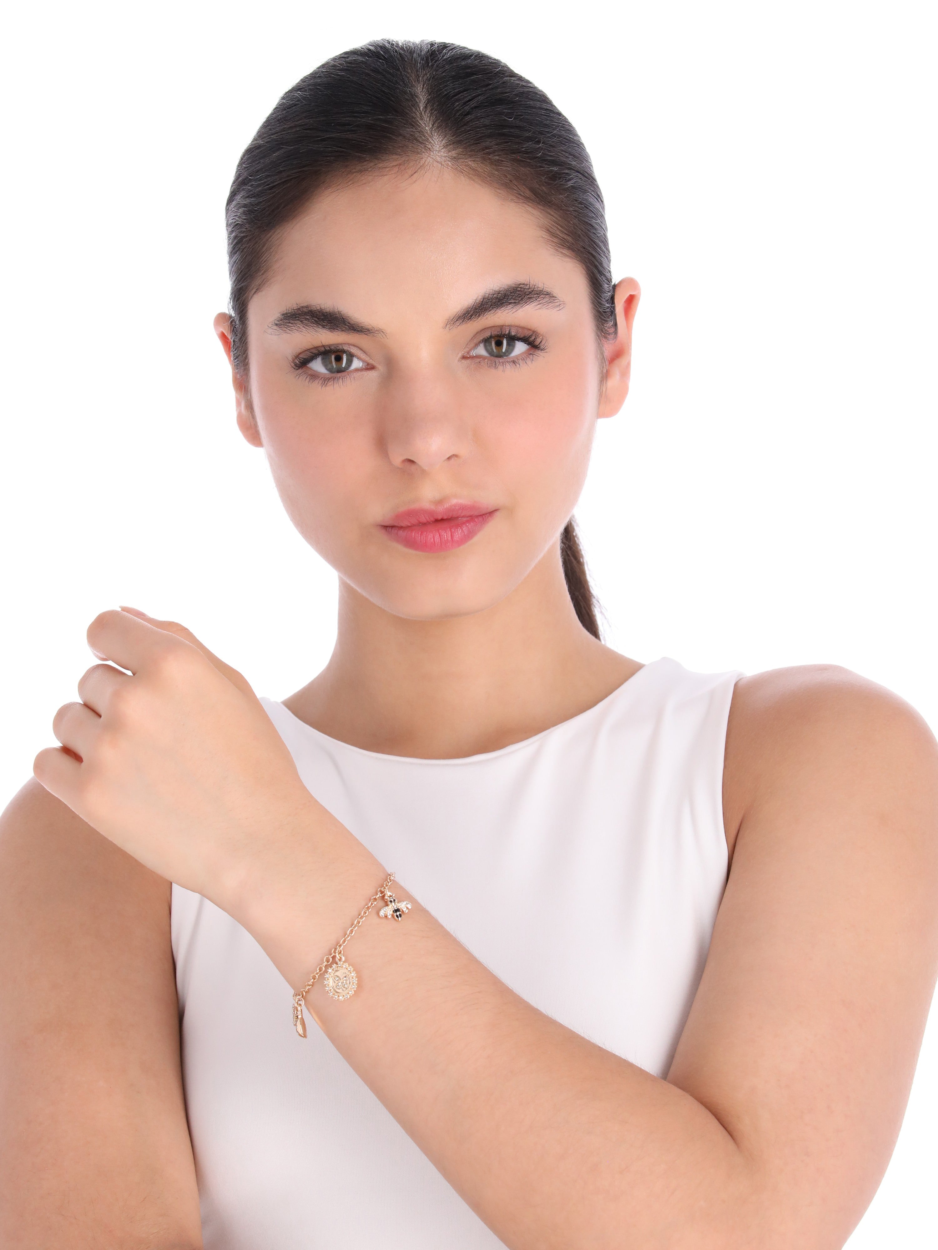 BOX SET PULSERA ANNE KLEIN COLOR DORADO FORMA ASIMETRICO 10B00591