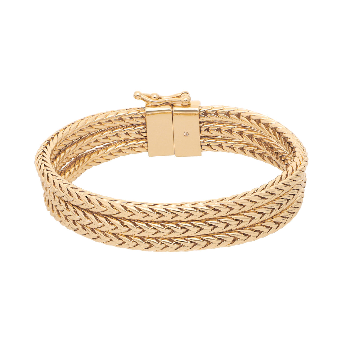 PULSERA COLOR  DORADO, RALPH LAUREN, FORMA HILERAS TIPO FLEXIBLE VARIAS CADENAS , CIERRE TIPO CAJA, FAMILIA DONNELLY, CONTENIDO 1 PULSERA