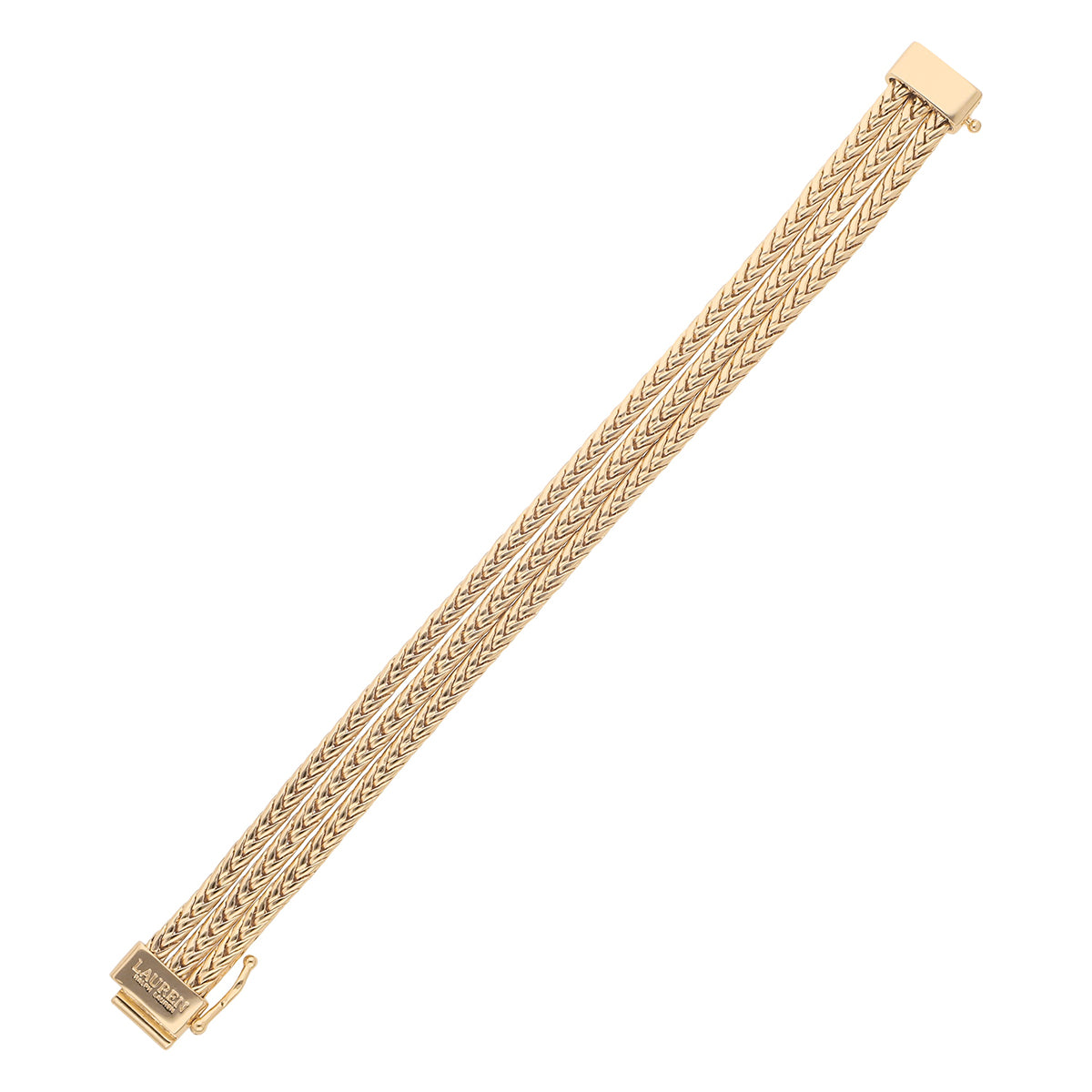 PULSERA COLOR  DORADO, RALPH LAUREN, FORMA HILERAS TIPO FLEXIBLE VARIAS CADENAS , CIERRE TIPO CAJA, FAMILIA DONNELLY, CONTENIDO 1 PULSERA