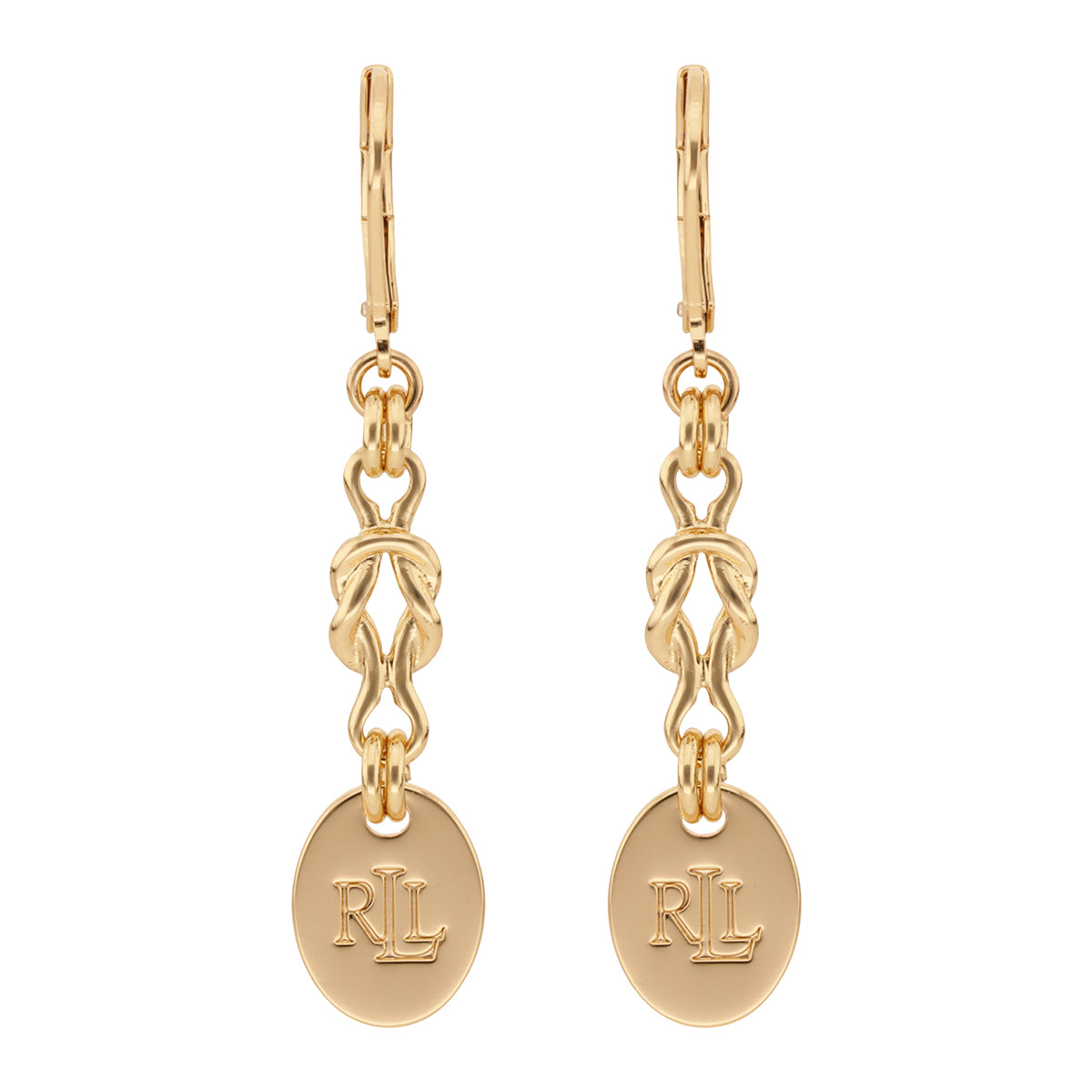 Aretes largos Ralph Lauren Color Dorado diseÃ±o entrelazado 14G01405