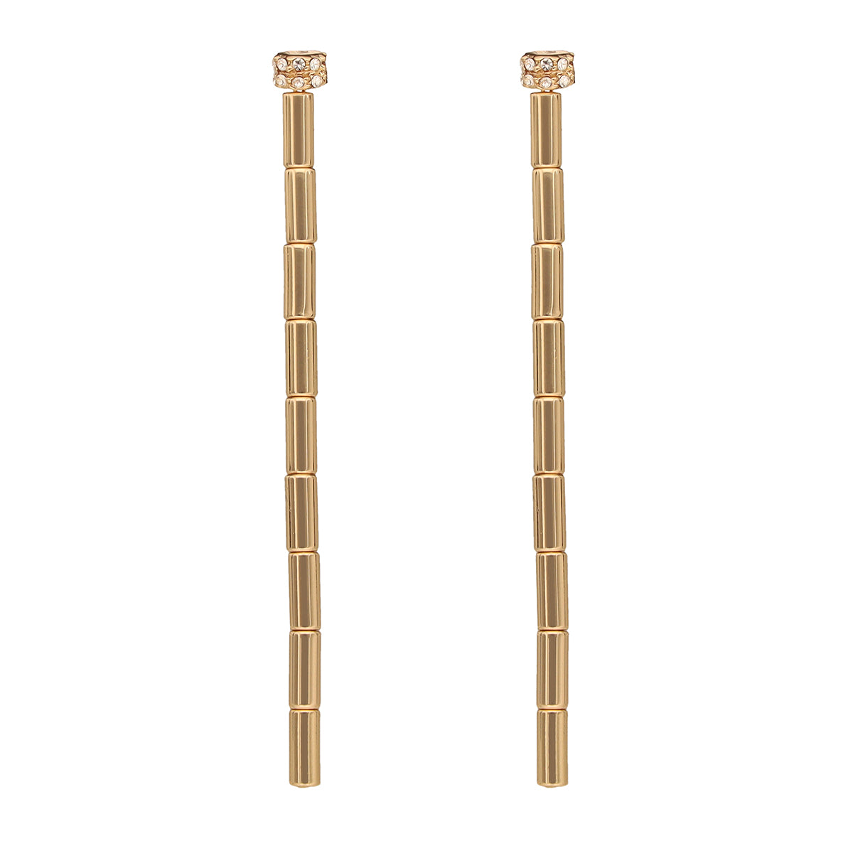 ARETES COLOR  DORADO, RALPH LAUREN, FORMA CIRCULAR  TIPO LINEAL CON CRISTALES TRANSPARENTES, CIERRE TIPO POSTE, FAMILIA LINDELLA, CONTENIDO 1 PAR DE ARETES