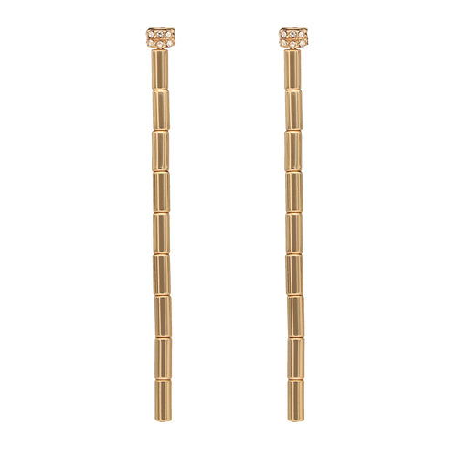 ARETES COLOR  DORADO, RALPH LAUREN, FORMA CIRCULAR  TIPO LINEAL CON CRISTALES TRANSPARENTES, CIERRE TIPO POSTE, FAMILIA LINDELLA, CONTENIDO 1 PAR DE ARETES