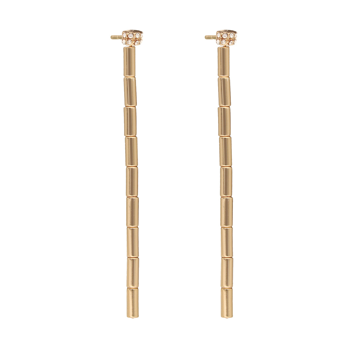 ARETES COLOR  DORADO, RALPH LAUREN, FORMA CIRCULAR  TIPO LINEAL CON CRISTALES TRANSPARENTES, CIERRE TIPO POSTE, FAMILIA LINDELLA, CONTENIDO 1 PAR DE ARETES