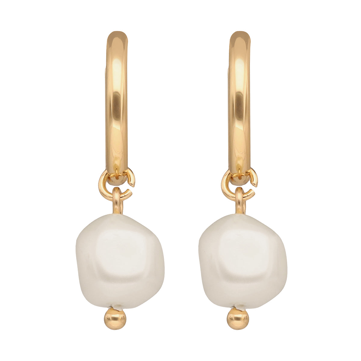ARETES COLOR  DORADO, RALPH LAUREN, FORMA PERLA TIPO HUGGIE CON IMITACIÃ“N PERLA, CIERRE TIPO BISAGRA CON CLICK, FAMILIA REGINA, CONTENIDO 1 PAR DE ARETES