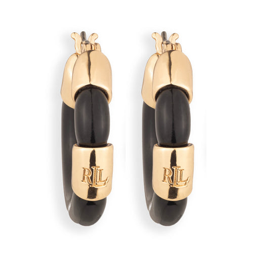 ARETES COLOR  DORADO, RALPH LAUREN, FORMA CIRCULAR  TIPO ARRACADA CON CAREY, CIERRE TIPO BISAGRA CON CLICK, FAMILIA PARK ROW RECOLOR, CONTENIDO 1 PAR DE ARETES