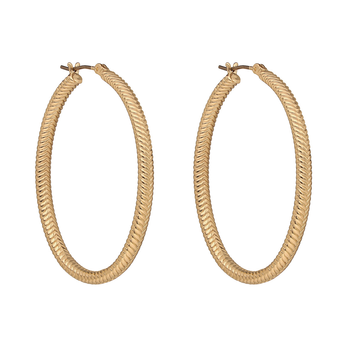 ARETES COLOR  DORADO, RALPH LAUREN, FORMA OVALADO TIPO ARRACADA ENTRELAZADO , CIERRE TIPO BISAGRA CON CLICK, FAMILIA DONNELLY, CONTENIDO 1 PAR DE ARETES