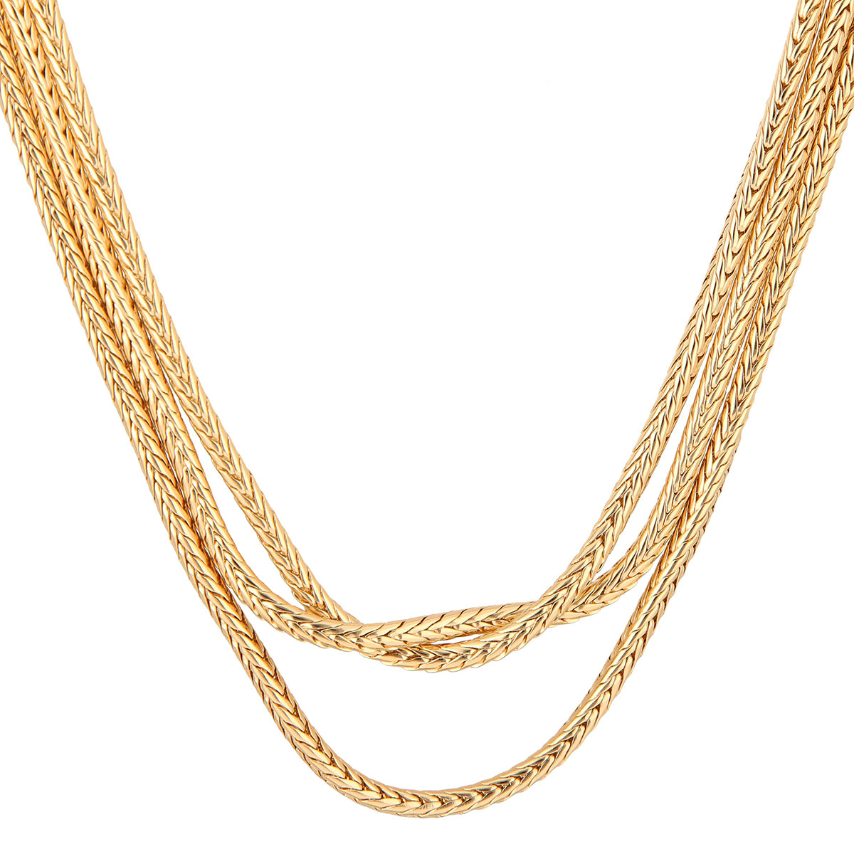 COLLAR COLOR  DORADO, RALPH LAUREN, FORMA HILERAS TIPO NIVELES VARIAS CADENAS , CIERRE TIPO CAJA, FAMILIA DONNELLY, CONTENIDO 1 COLLAR
