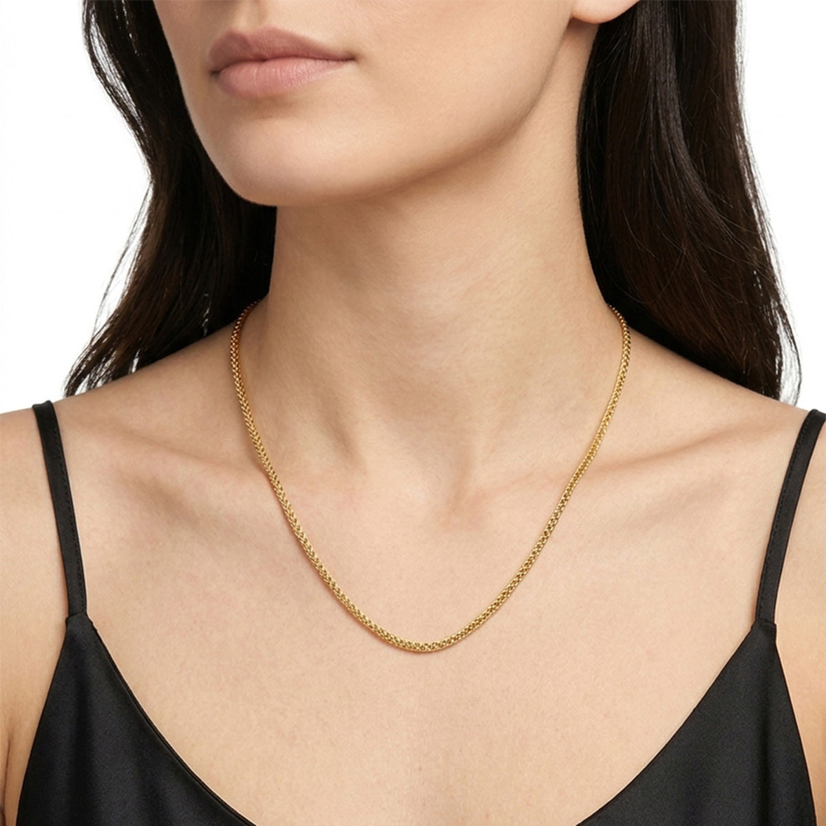 COLLAR COLOR  DORADO, RALPH LAUREN, FORMA CIRCULAR  TIPO CORTO ENTRELAZADO , CIERRE TIPO CAJA, FAMILIA DONNELLY, CONTENIDO 1 COLLAR