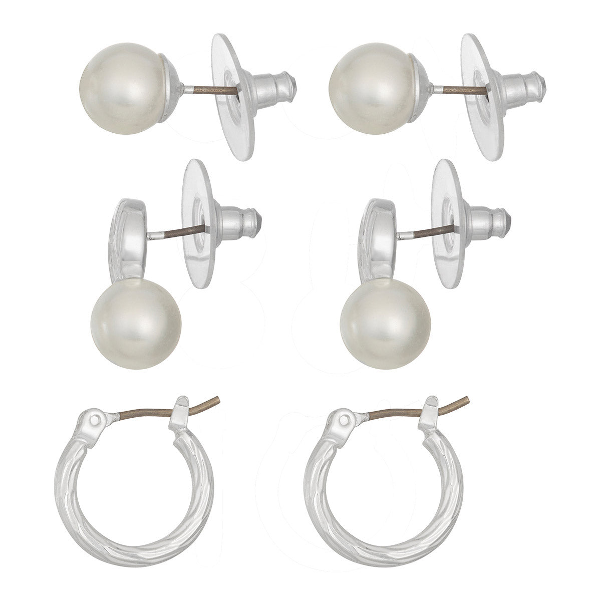 ARETES NAPIER PEARL SWIRLS PLATA