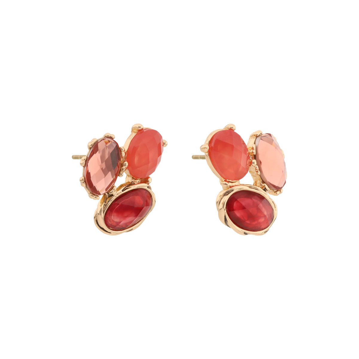 Aretes Color Dorado, Napier, Forma Ovalada Tipo BotÃ³n Con Incrustaciones Tipo Piedra, Cierre Tipo Poste, Familia Pe Berry Sweet Studs - Gld/Mlt, Contenido 1 Par De Aretes
