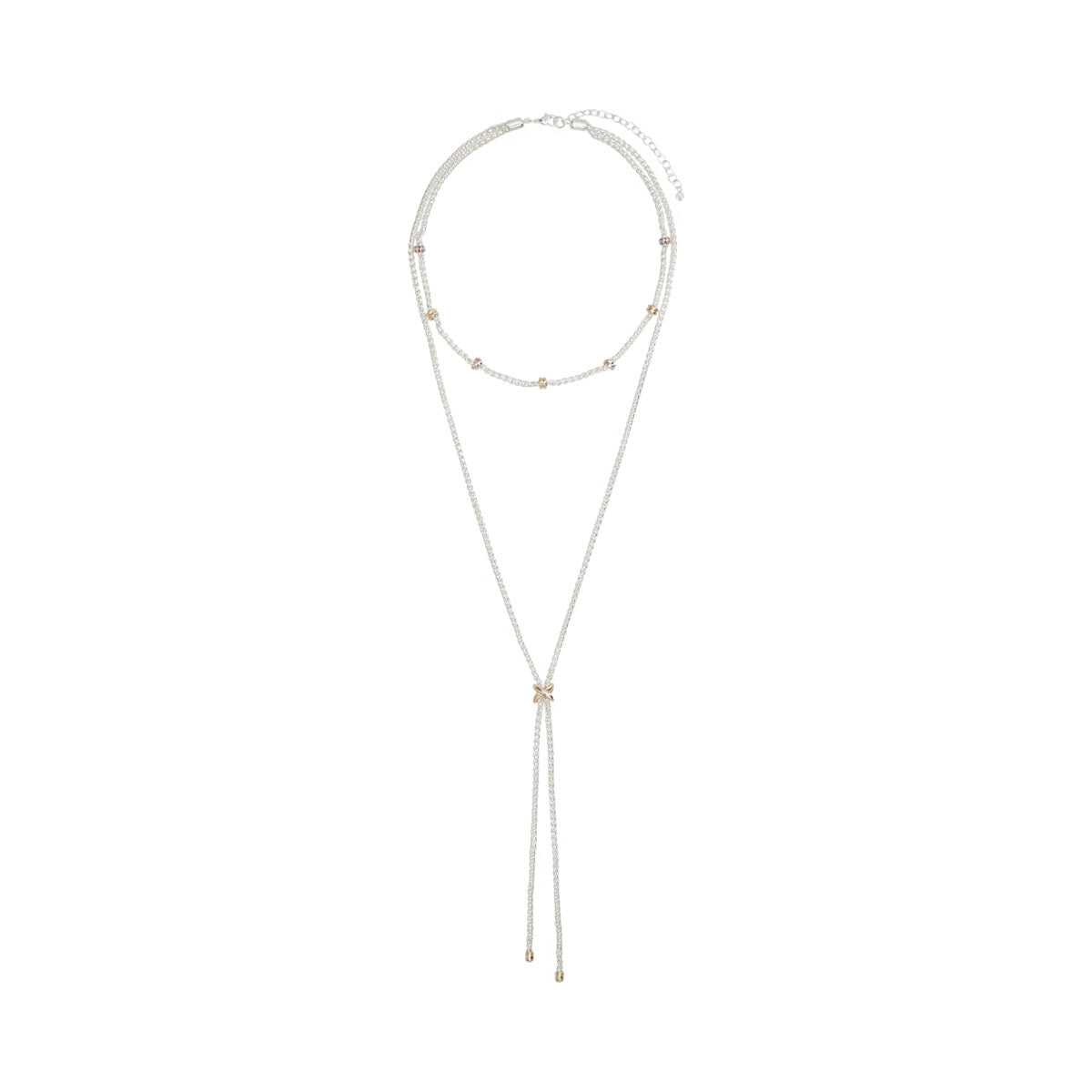 COLLAR NAPIER NK 16/28IN MIXED STARS Y NK - TRI TONE PLATEADO