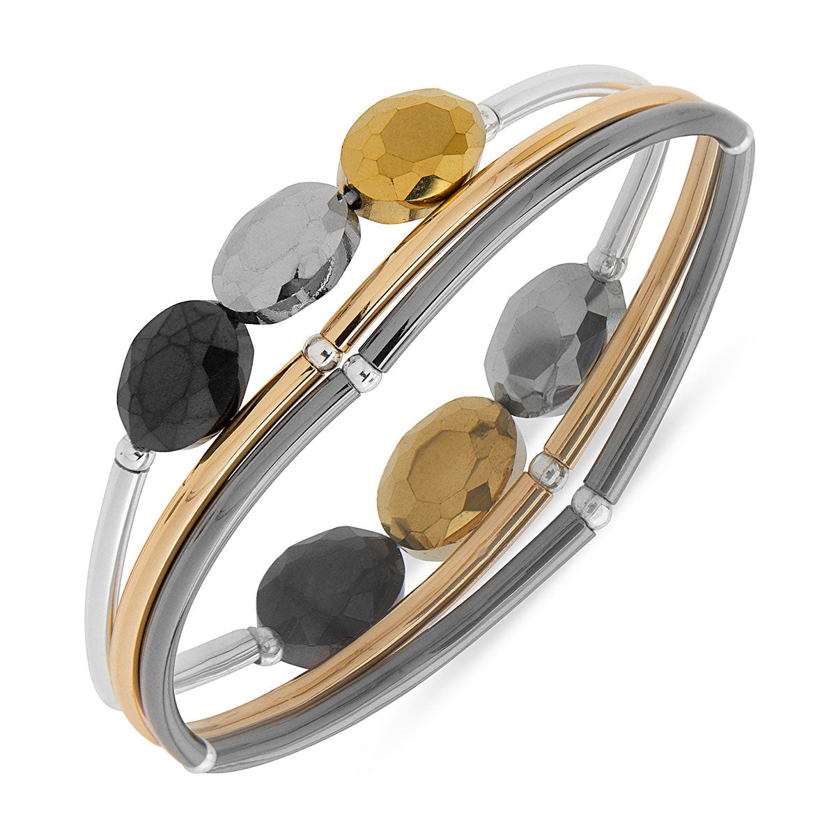 PULSERA NINE WEST TRI TONE NUGGET BITONO
