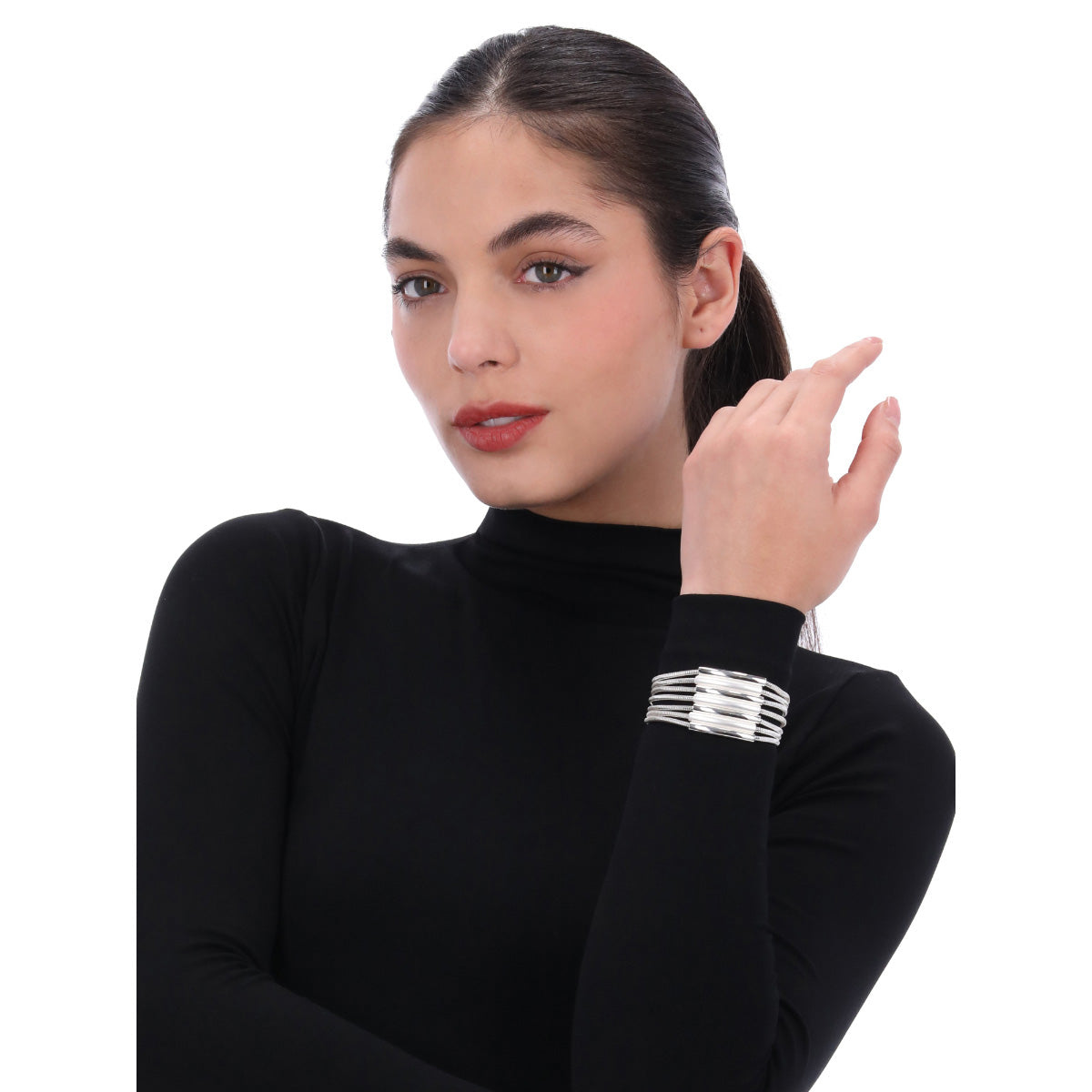 PULSERA NINE WEST ORGANIC SILVER METAL PLATEADO
