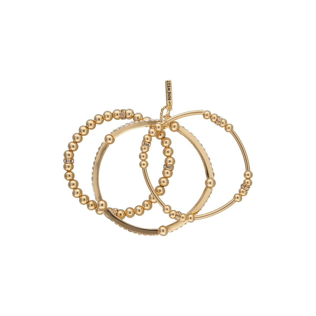 PULSERA NINE WEST STRIPED PAVE DORADO