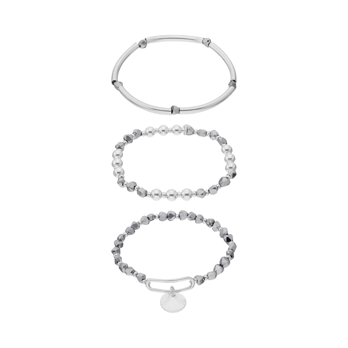 PULSERA NINE WEST STORMY BEADS PLATEADO