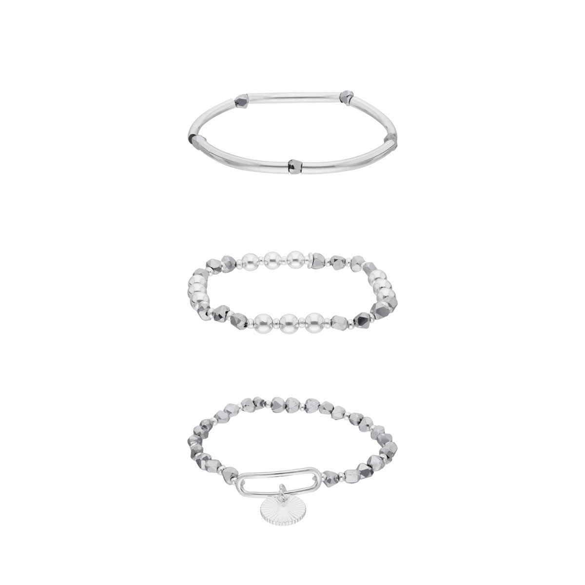 PULSERA NINE WEST STORMY BEADS PLATEADO