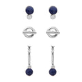 ARETES NINE WEST COLOR BEADED SODALITE PLATA