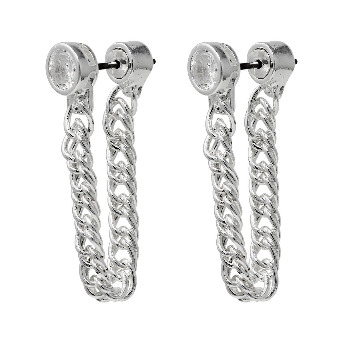 ARETES NINE WEST LINKS AND CHAINS PLATA